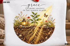 Grace Grows Deepest Christian Shirt PNG, Rooted in Grace Flo Product Image 2