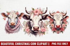 Beautiful Christmas Cow Clipart Product Image 1