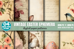Vintage Easter Ephemera Digital Paper PNG Product Image 1