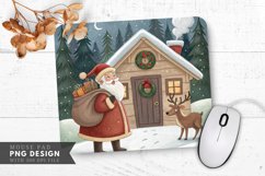 Santa and Reindeer by the Cabin Mouse Pad PNG Product Image 1