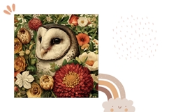 Flowers Pillow Design, Owl Pillow Sublimation Product Image 2