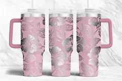 40oz Tumbler laser svg Hibiscus wrap| Tropic Flowers pattern Product Image 1