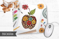 Leopard Print Apple with Colorful Sunflowers Mouse Pad PNG Product Image 1