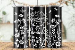 20oz Tumbler laser svg|Floral Baby Highland Cow wrap Product Image 2
