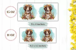Watercolor Brittany dog Mug Wrap, Dog Coffee Cup Sublimation Product Image 2