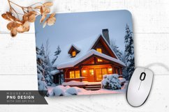 Cozy Winter Cabin with Snow Mouse Pad PNG Product Image 1