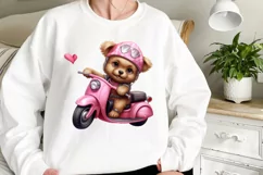 Adorable Animals In Pink Scooter clipart, Watercolor Clipart Product Image 2