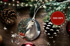 Christmas Round Ornament, Christmas Horse Sublimation PNG Product Image 2