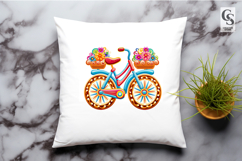 Colorful Floral Bicycle Clipart Sublimation PNG Product Image 2