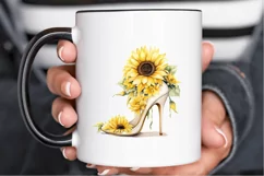 Sunflower High Heel Watercolor PNG Clipart Product Image 2