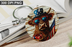 4Th Of July Highland Cow Keychain Sublimation PNG Product Image 1