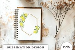 Watercolor Lemons Gold Frame png Product Image 2
