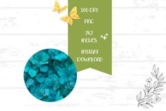 Blue Hydrangea Round Earrings, Floral Earrings Design Product Image 2