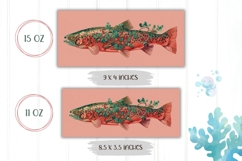 Fish Mug Wrap, Floral Mug Design, Pink Mug Template Product Image 2