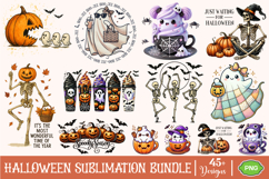 Creepy Halloween Sublimation Bundle, Skeleton Halloween PNG Product Image 1