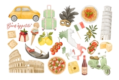 Italy Watercolor Clipart, Italian Travel Stickers Product Image 2