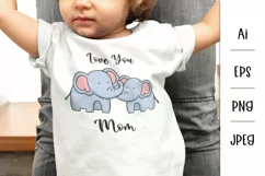 Love You Mom, Animal Mother and Baby Illustrations Set Product Image 2