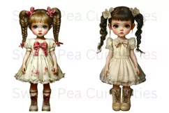 Girls, Ephemera, PNG, watercolor, Clipart Product Image 2