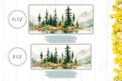 Watercolor Lake Mug Wrap Design, Mountains Mug Template Product Image 2