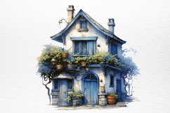 Blue Christmas Watercolor clipart PNG Product Image 2