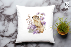 Watercolor Prairie Dog Floral Clipart Sublimation PNG Product Image 3