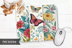 Butterfly Blooms Fabric Swatches Mouse Pad PNG Design Product Image 1