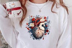 Watercolor Christmas Floral Hearts Clipart Product Image 2