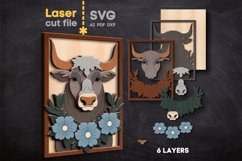 Bull Frame SVG laser cut file for Glowforge Product Image 2