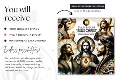 Watercolor Jesus Christ Clipart PNG, black and gold clipart Product Image 2