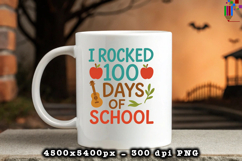 I Rocked 100 Days of School Apple Guitar Sublimation Design Product Image 3