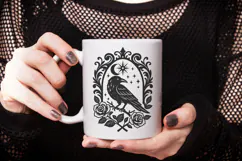 Gothic Raven with Roses and Moon Halloween SVG PNG Clipart Product Image 3