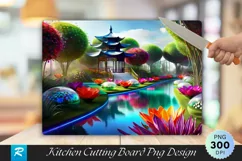Colorful Glass Garden Cutting Board PNG Design Product Image 1