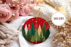 Red Christmas Ornament, Winter Round Ornament Design Product Image 2