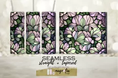 STAINED GLASS FLORAL sublimation tumbler wrap design png Product Image 2