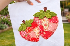 Patchwork Strawberries PNG, Vintage Cottagecore Summer Clipa Product Image 2