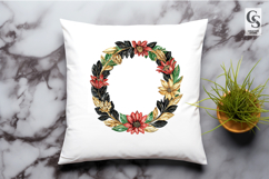 Red Black Gold Floral Wreath Frame Clipart Sublimation PNG Product Image 3