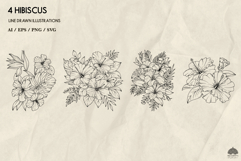 Tropical hibiscus line art set Svg Png Eps Product Image 2