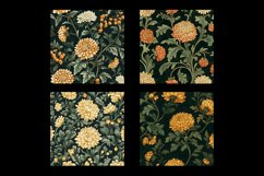 Green and Amber Floral Digital Paper Patterns Product Image 2