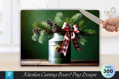 Plaid Adorned Milk Can with Pine Cutting Board PNG Design Product Image 1