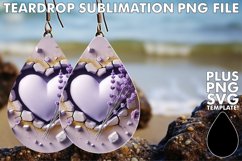 Bright Teardrop Earrings Sublimation, 3D Heart Product Image 1