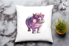Cool Hippo Sunglasses Clipart PNG Product Image 2