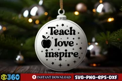Teach love inspire SVG, Teacher Christmas SVG Product Image 2