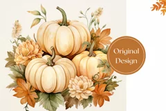 Watercolor Pumpkins Tumbler Wrap, Thanksgiving Tumbler Wrap Product Image 2