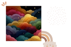 Glitter Clouds Pillow, Sky Pillow Sublimation Design Product Image 2
