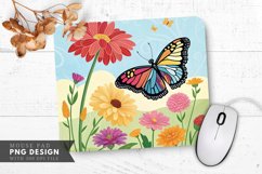 Butterfly Garden Delight Mouse Pad PNG Design Product Image 1