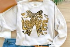 LOVE Valentine Glitter Bow Sublimation PNG Product Image 1