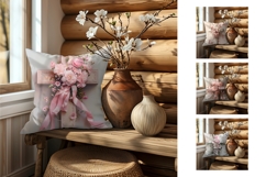 Easter Cross Pillow Template, Floral Easter Cross Pillowcase Product Image 2