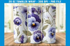 Pansy Flowers Tumbler Wrap | Flower Tumbler Sublimation Product Image 2