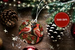 3D Christmas Ornament PNG, Red Cardinals Ornament Design Product Image 2