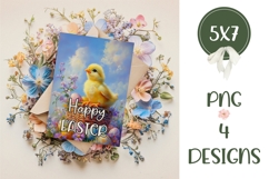 Happy Easter Card Printable, Easter Chick Illustration Product Image 2
